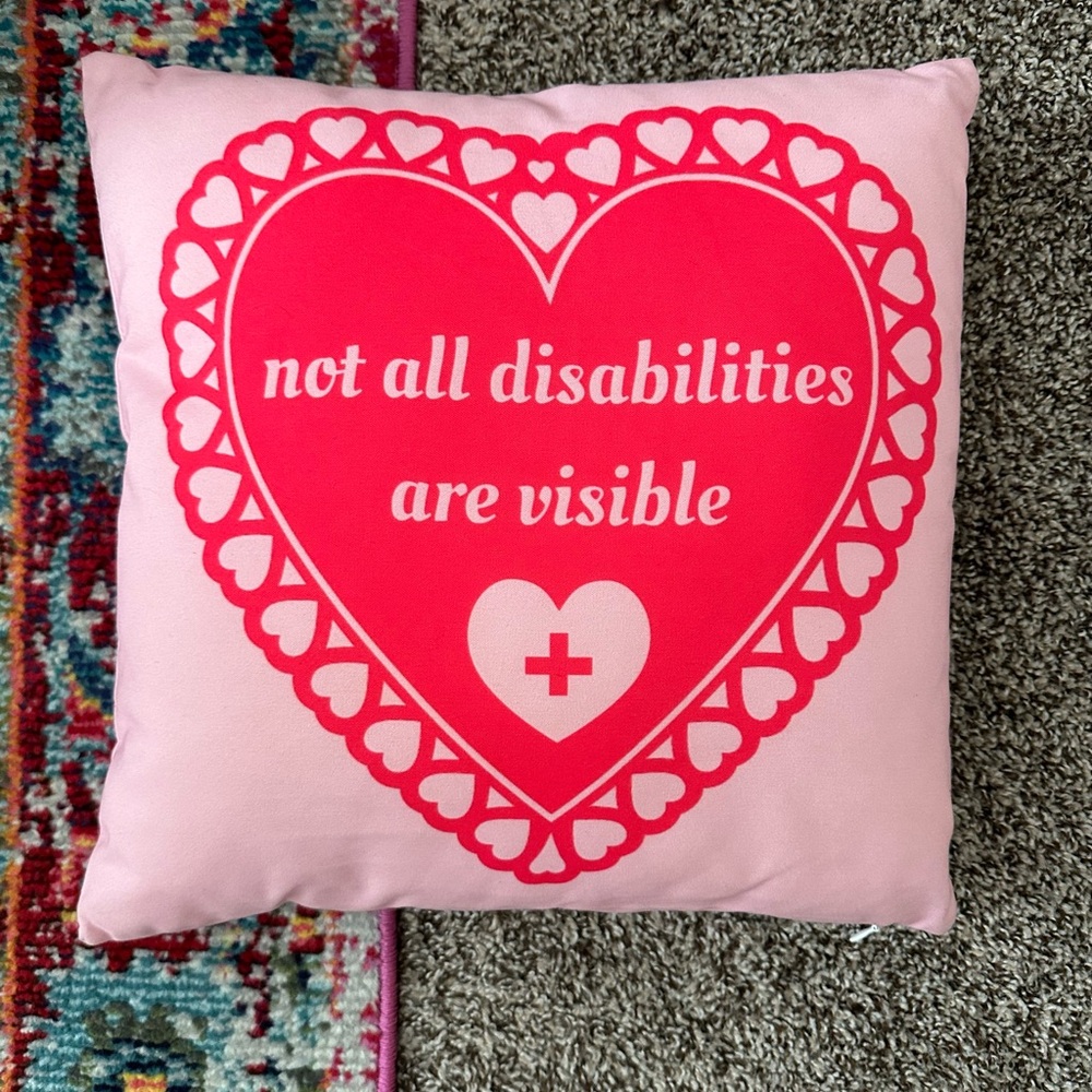 Fever Dream Boutique Chronic Illness Disability Awareness Heart Pillow